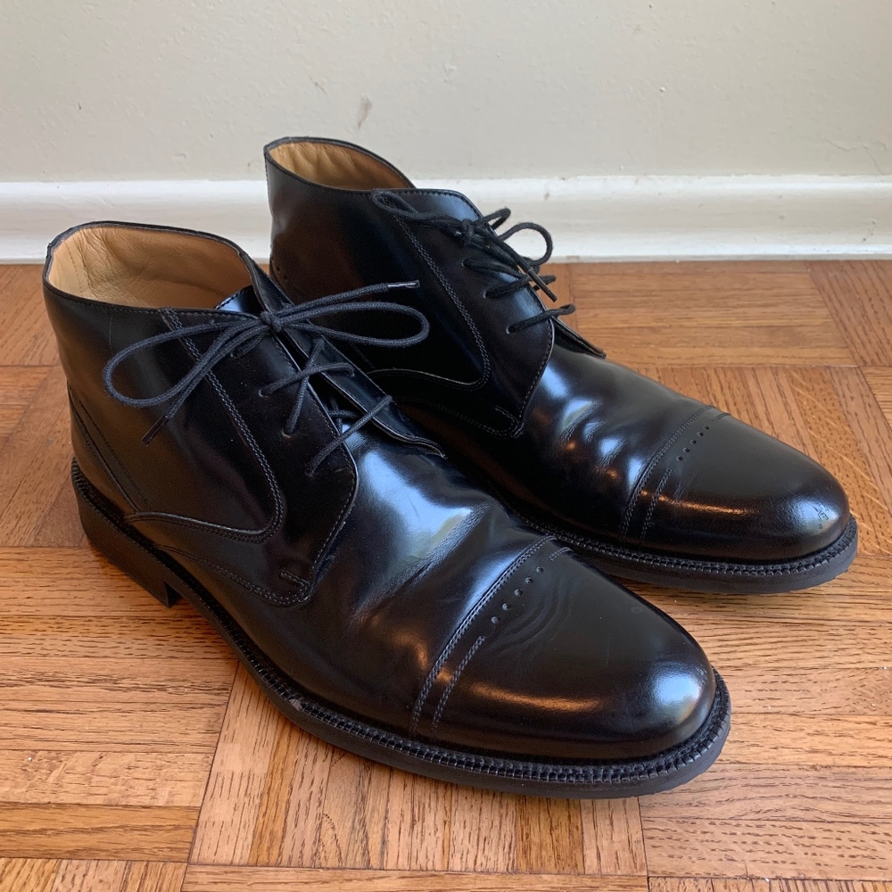 Johnston Murphy Black Leather Cap Toe Chukka Boot - Picture 3 of 8